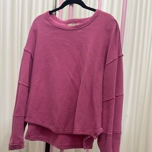 We The Free Pink Ribbed Sweatshirt